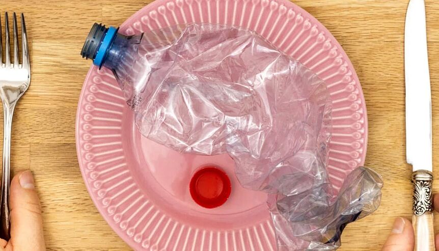 a plastic bottle on a plate